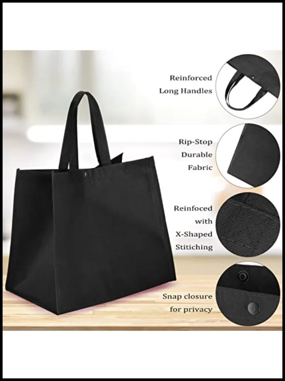 48 Pack Reusable Non Woven Grocery Tote Bags